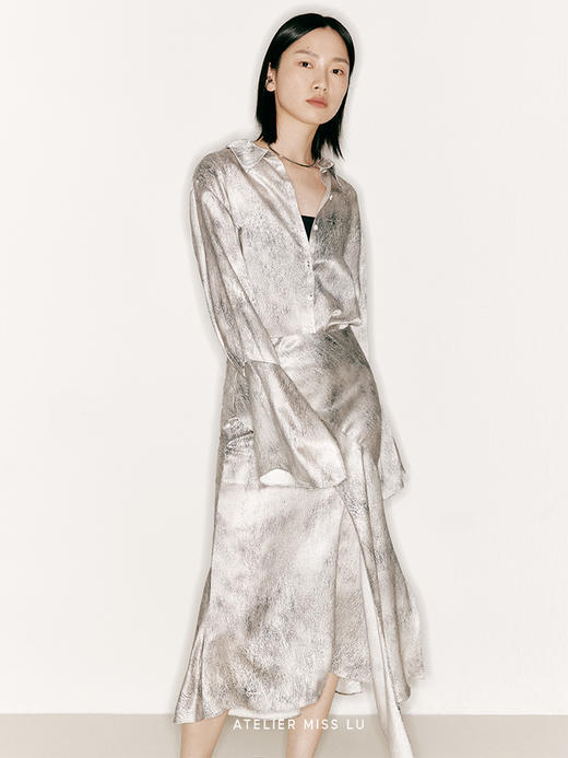 【糖霜星球】品牌定制印花桑蚕丝扇形长袖上衣/230031B 商品图3