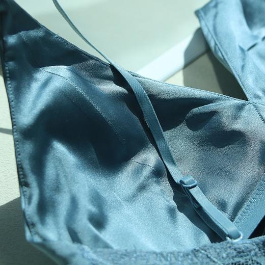 真丝拼接蕾丝美背无钢圈文胸内衣短吊带  带胸垫 商品图6