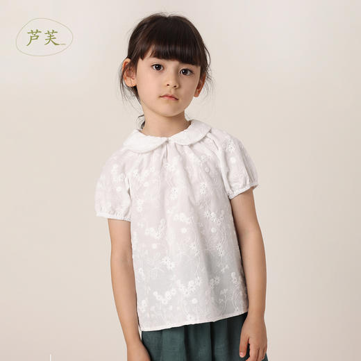 【马克珍妮 芦芙】夏装新款 女童娃娃领印花纯棉小衫230038 商品图1