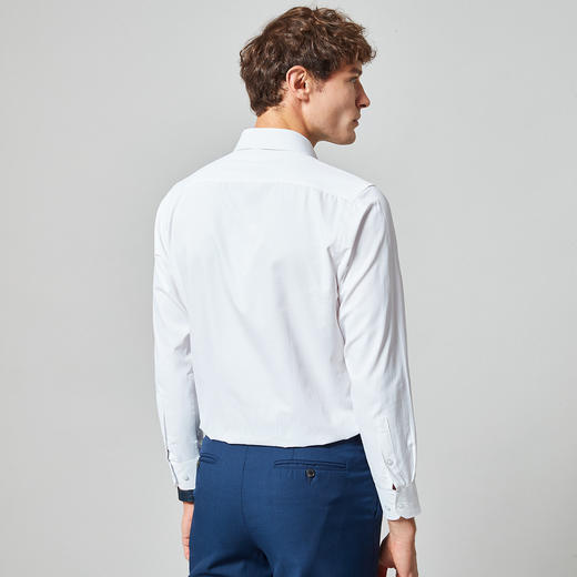 【精美刺绣】罗蒙春秋款男士长袖衬衫纯色简约商务正装职业工装衬衣通勤衬衫男 商品图2