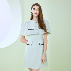 NF841斯尔丽瑟俪2023春夏新款经典单排扣披肩收腰显瘦连衣裙