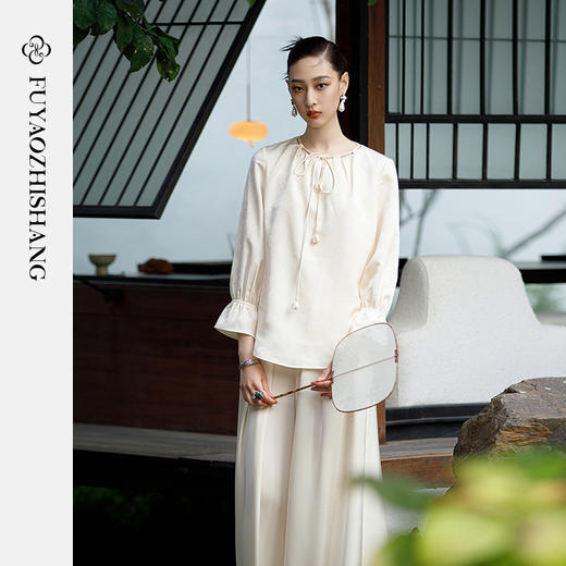 IWY/扶摇系列 抽绳领镂空设计衬衫+阔腿裤23FYBP113 商品图2