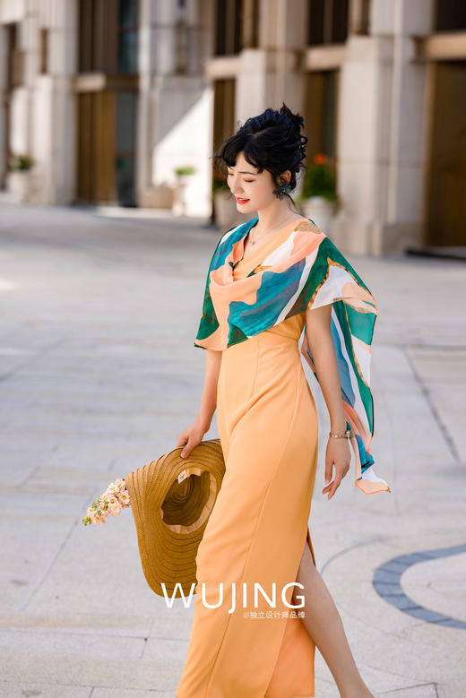 3022061 烟岚怀玉 山茶梅色连衣裙 雾境 商品图4