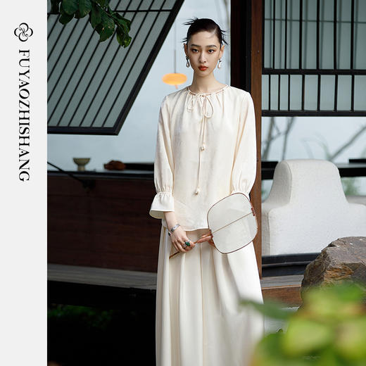 IWY/扶摇系列 抽绳领镂空设计衬衫+阔腿裤23FYBP113 商品图4