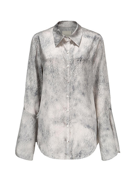 【糖霜星球】品牌定制印花桑蚕丝扇形长袖上衣/230031B 商品图4