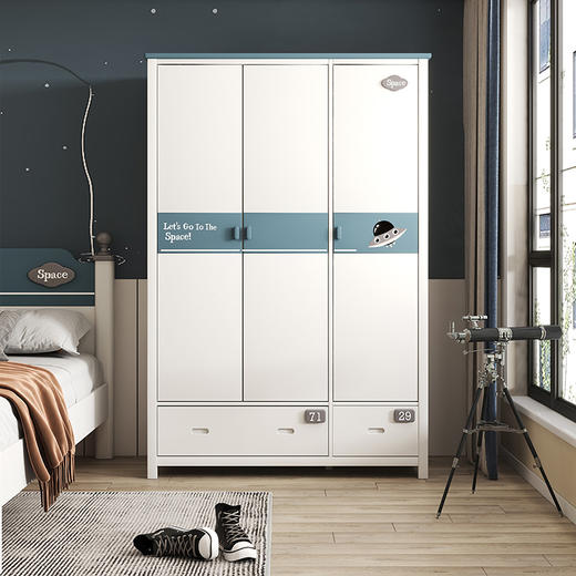 喜梦宝衣柜三门衣柜宝宝衣柜儿童衣柜全实木卧室衣橱大衣柜 巴斯光年 商品图0