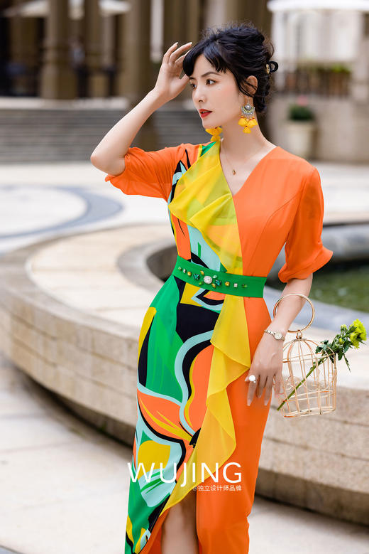 3022052 花晨橘夕 阳光橙连衣裙 雾境 商品图0