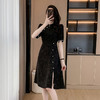 奢姿2025年夏装新款大码女装时尚圆领连衣裙胖妹妹钉珠设计裙子9932890831 商品缩略图2