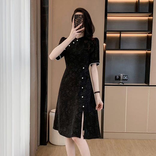 奢姿2025年夏装新款大码女装时尚圆领连衣裙胖妹妹钉珠设计裙子9932890831 商品图2