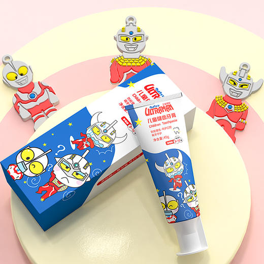 「草莓果味」奥特曼儿童牙膏3-12岁含氟单支45克挤压牙膏宝宝洗护 商品图2