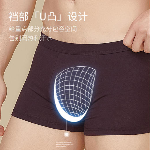 Threegun三枪 【弹力棉】男士平角短裤四角内裤（1条装）-50653B0W1 商品图0