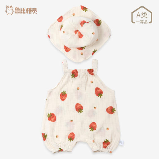 【背带连体衣送同款帽子】男女宝宝夏装吊带包屁衣哈衣婴儿连体衣薄款纱布新生儿无袖背心 商品图2