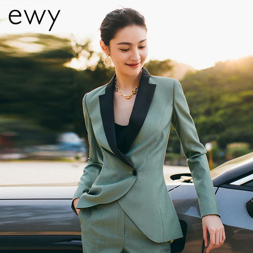 秋冬高端职业装气质女神范套装售楼部经理工作服绿色西装套装女OL 商品图1