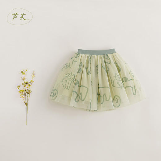 【马克珍妮 芦芙】夏装新款 女童动物涂鸦A版网纱半裙230305 商品图2