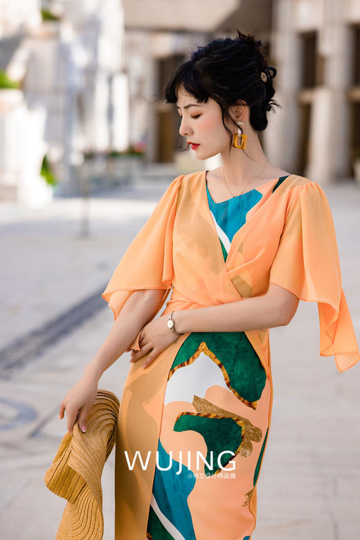 3022063 烟岚怀玉 山茶梅色连衣裙 雾境 商品图0