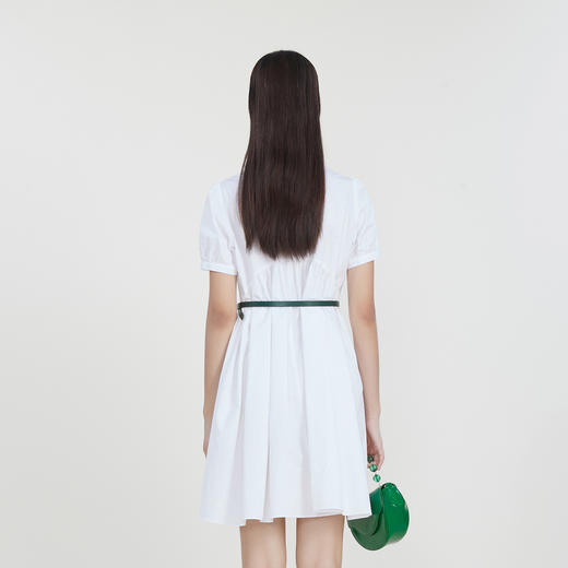 谜底A字型连衣裙2023春季新款简约翻领中长款白裙子短袖231ML0149 商品图2