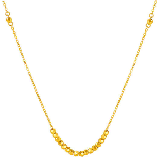 周六福5G黄金项链女款2代无极金系列时髦金计价足金颈饰串珠链坠 商品图5