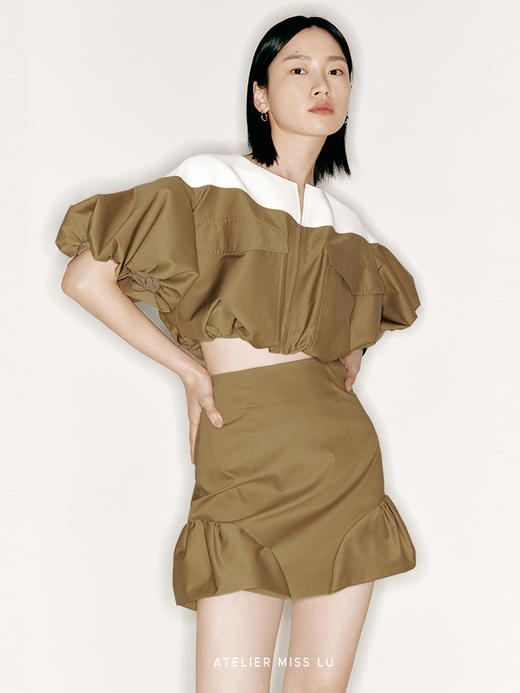 【尼罗河花园】撞色拼接空气感口袋上衣/230021 商品图1