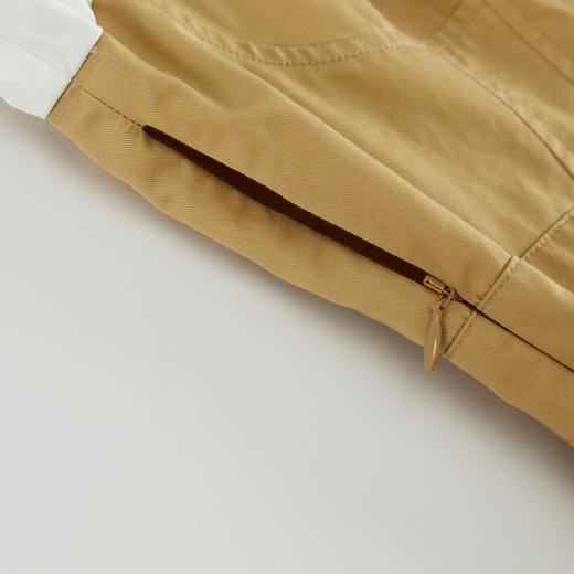 谜底拼接连衣裙2023春季新款翻领时尚纯棉中长裙短袖女231ML0117 商品图3