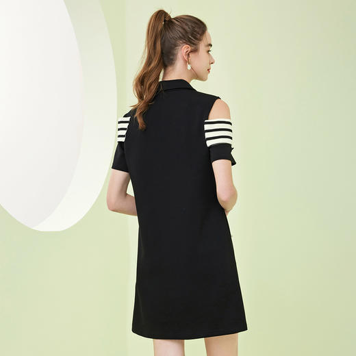 NF813斯尔丽瑟俪23年春夏新款设计感条纹合体收披肩式时尚气质连衣裙 商品图1