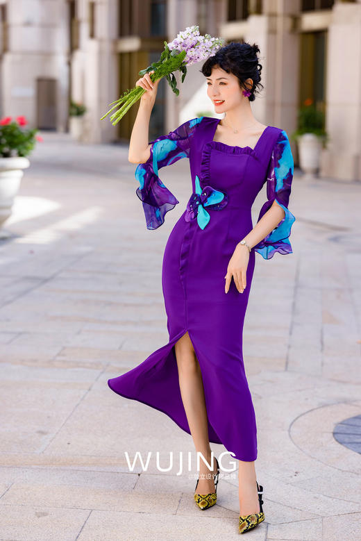 3022121 露红烟紫 薰衣草紫连衣裙 雾境 商品图0