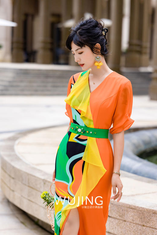 3022052 花晨橘夕 阳光橙连衣裙 雾境 商品图2