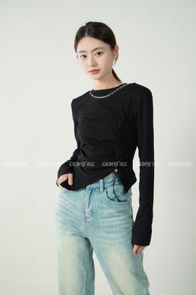 【门店同款】春季项链款褶皱长袖T 150197697