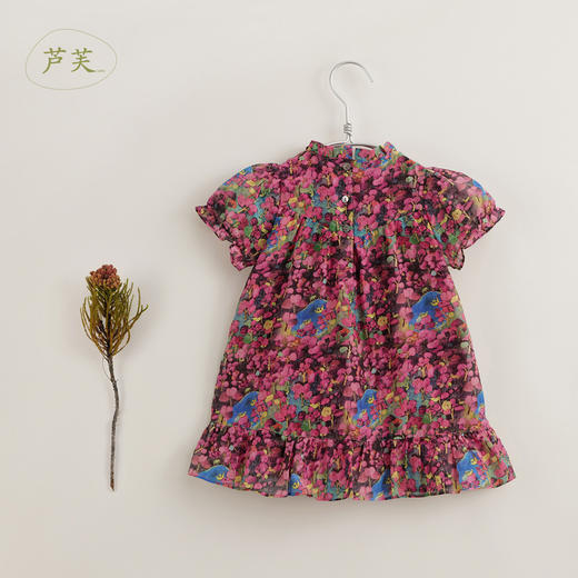 【马克珍妮 芦芙】夏装新款 女童凉爽棉真丝花卉连衣裙230576 商品图4