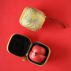 万仟堂 | 事事如意·快客杯2 旅行茶具 陶瓷一壶一杯 旅行茶具套装 水果茶具 便携包 事事如意 朱漆釉