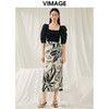 VIMAGE纬漫纪夏季新款高腰显瘦气质印花小众设计半裙V1906522 商品缩略图1