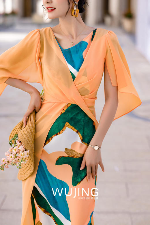 3022063 烟岚怀玉 山茶梅色连衣裙 雾境 商品图3