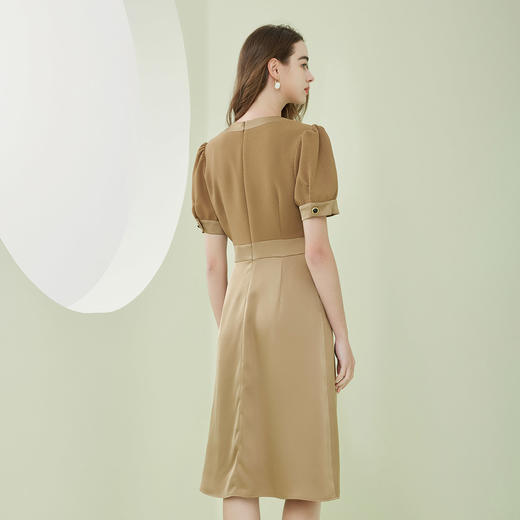 NF843斯尔丽瑟俪2023春夏新款时尚V领温柔蝴蝶结式拼接收腰显瘦连衣裙 商品图1