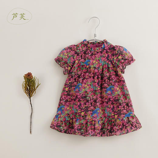 【马克珍妮 芦芙】夏装新款 女童凉爽棉真丝花卉连衣裙230576 商品图3