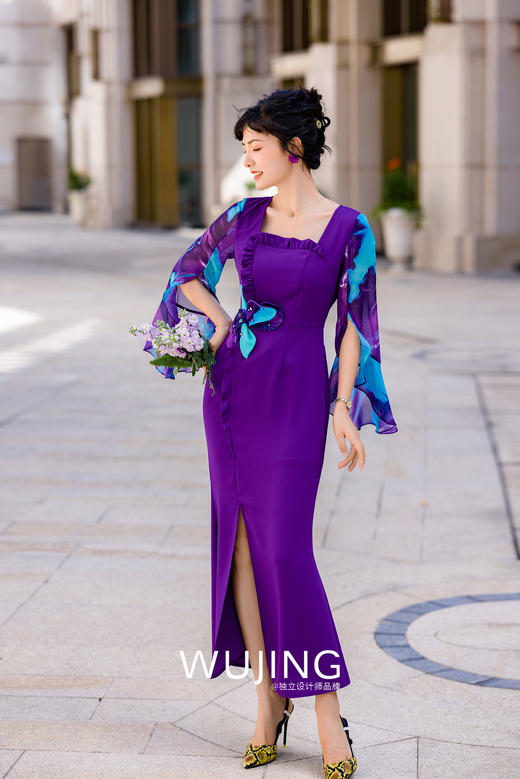 3022121 露红烟紫 薰衣草紫连衣裙 雾境 商品图2