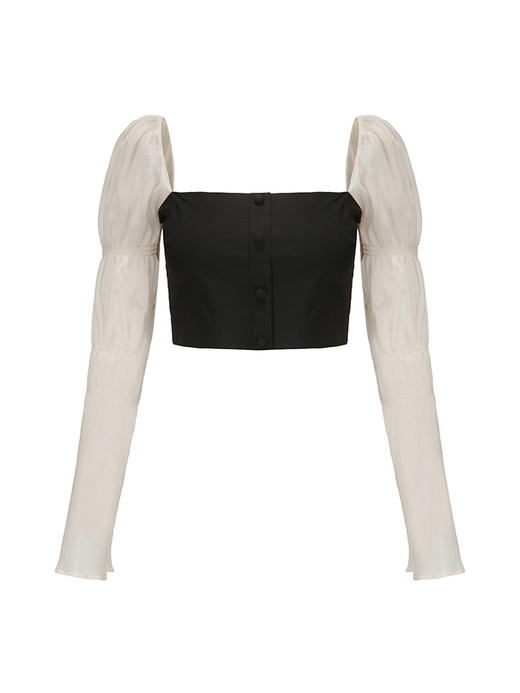【自歌】藕节造型纱袖方领短上衣/230019 商品图4