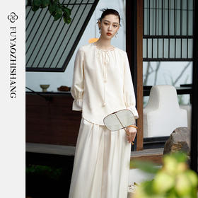 IWY/扶摇系列 抽绳领镂空设计衬衫+阔腿裤23FYBP113
