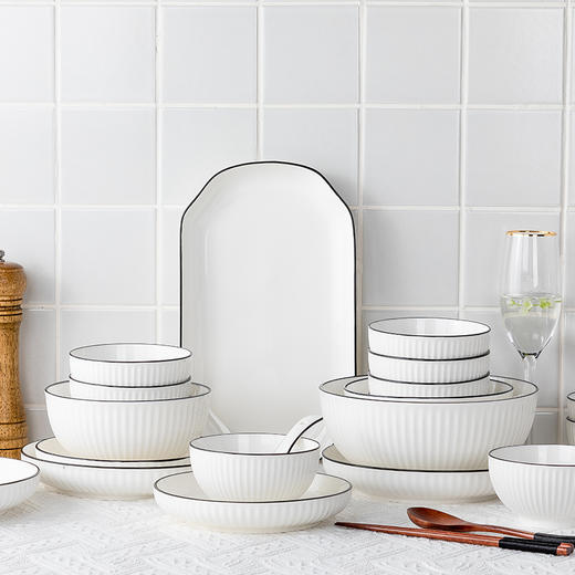 【瓷都景德镇出品】6人餐具套装 日式简约风格 釉下彩工艺 可微波 蒸菜 易清洗 商品图12