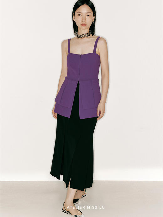 【午后热浪】造型大口袋设计收腰吊带上衣/230030B 商品图2