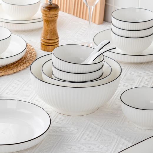 【瓷都景德镇出品】6人餐具套装 日式简约风格 釉下彩工艺 可微波 蒸菜 易清洗 商品图6