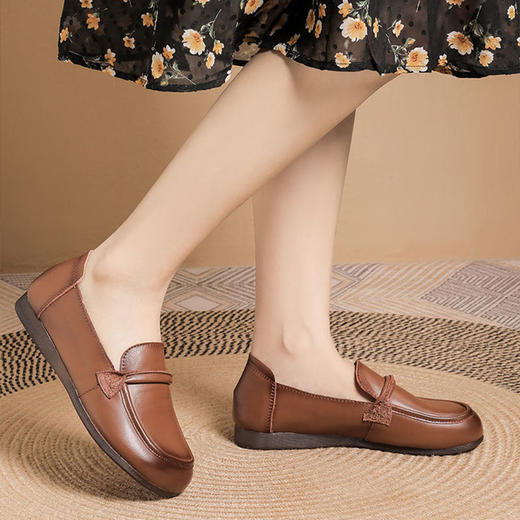 素色阳光 牛皮软底单鞋 牛筋平底 时尚女鞋 商品图3