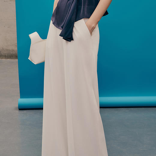 EITIE爱特爱夏季新款高腰阔腿裤通勤宽松百搭纯色裤7405105 商品图3