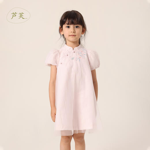 【马克珍妮 芦芙】夏装新款 女童刺绣棉麻旗袍连衣裙230718 商品图0
