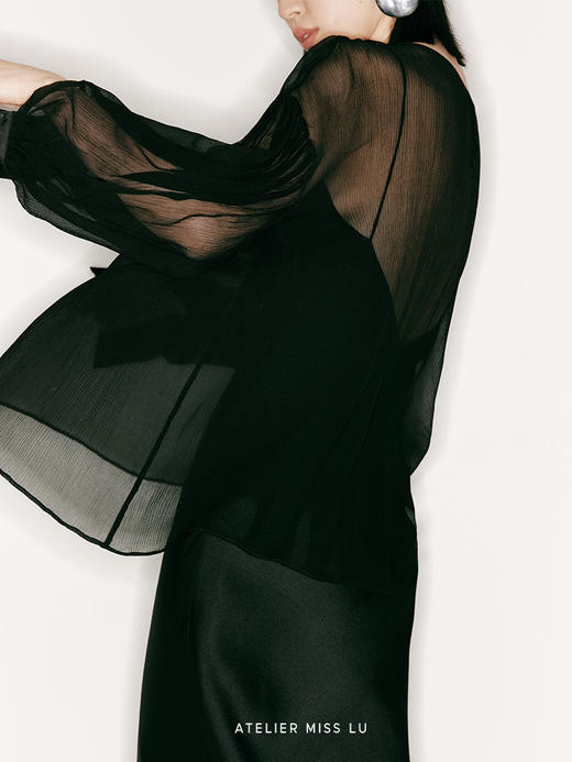 【重影】前后两穿设计桑蚕丝透视上衣/230016 商品图3