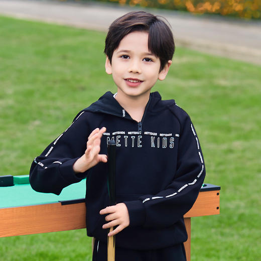 mettekids儿童卫衣春秋新款休闲运动童装男童连帽套头时尚上衣 商品图1