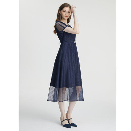 司歌光泽端庄修身短袖连衣裙A871112 商品图2