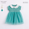 马克珍妮夏装新款 女童娃娃领针织纯棉网纱连衣裙230680 商品缩略图0