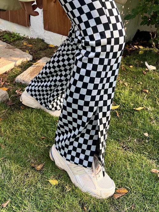 【门店同款】春季棋盘格开衩微喇裤 150199473 商品图2