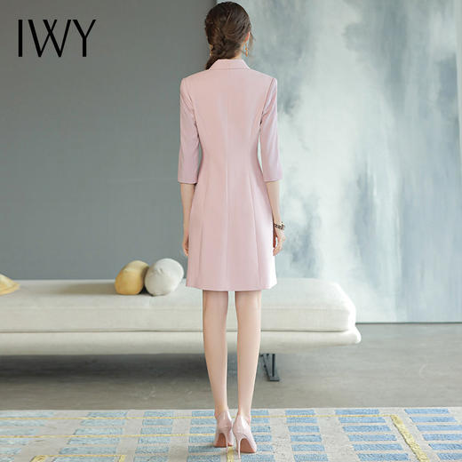 IWY/粉色西装连衣裙女春夏季新款高端气质修身显瘦职业工作服Q873 商品图3