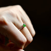 高冰种阳绿翡翠蛋面戒指18k白金钻石镶嵌 商品缩略图9