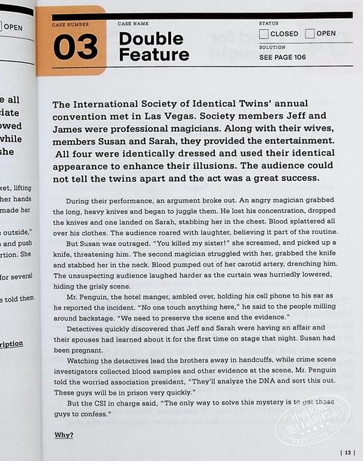 预售 【中商原版】60秒脑筋急转弯犯罪谜题 挑战侦探的法医谜团 60-Second Brain Teasers Crime Puzzles 英文原版 Diane Capri 商品图6